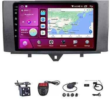 Lettore multimediale video per auto Android, schermo touch da 9 pollici, radio Plug and Play, accessori per auto con Bluetooth, navigazione e telecamera di backup per M-ercedes Be-nz Smart Fortwo 2011