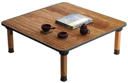 WIKLMOTH Klappbarer quadratischer japanischer Tee- und Couchtisch,niedriger Tisch – klappbarer Esstisch für das Sitzen auf dem Tatami-Boden,Schlafzimmer,Erkerfenster und Teestuben(70x70cm)