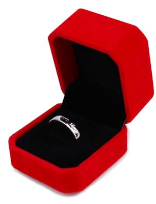 WisePoint Ringschachtel, Samt Schmuck Geschenkbox Achteckige Schmucketui Klein für Hochzeit, Elegante Ring Box für Ringe, Ohrstecker, Mini Broschen (rot)