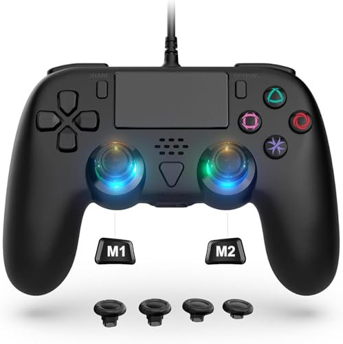 Mando para PS5 Pro/PS5/PS5 Slim, Mando de Cable para PC/Steam/PS5 con Sin Latencia/Función Macro/Función de Vibración Asimétrica del Motor/Ráfagas Turbo/Función de Girosensor de 6 Ejes