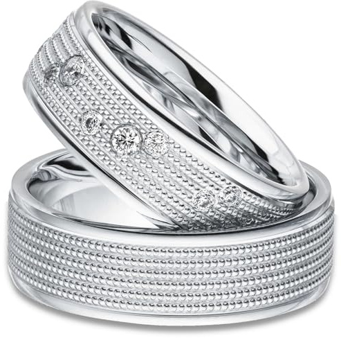 Kolibri Rings Eheringe Verlobungsringe Silber 925 11Zirkonia Steine Set - Gratis Gravur und Etui