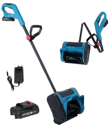 Fraise à neige électrique sans fil 21 V - Largeur de pièce : 25,4 cm - Profondeur : 16 cm - Distance de lancer : 8 m - Fraise à neige manuelle avec poignée supplémentaire - Élimine efficacement la