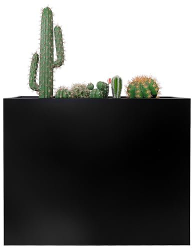 floqueyard Große Pflanzgefäße, 91,4 cm, rechteckig, für den Außenbereich, mit herausnehmbarem Regal für Blumentöpfe, Pflanzen, Blumen, für Veranda, Balkon, Terrasse, Garten (Schwarz, 96 x 30 x 76 cm)