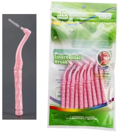 Wisafory 10 Stück Interdentalbürsten Zahnbürsten Angle Lückenbürste Dentalbürsten Kieferorthopädische Universalpflege Zahnzwischenraumreiniger Zahnsticks für Zahnspangenreinigung Rosa 0,6 mm
