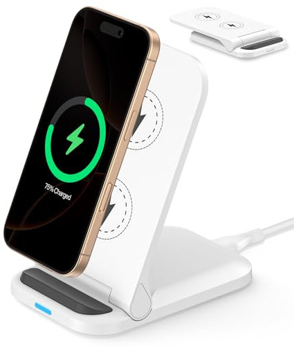 Chargeur Induction pour iPhone 16/16e/15/15 Pro Max/14/13/12/11,15W Chargeur sans Fil iPhone Base Chargeur Pliable Wireless Charger pour Apple,Station Charge Rapide pour Samsung S25 Ultra/S25/S24/S23