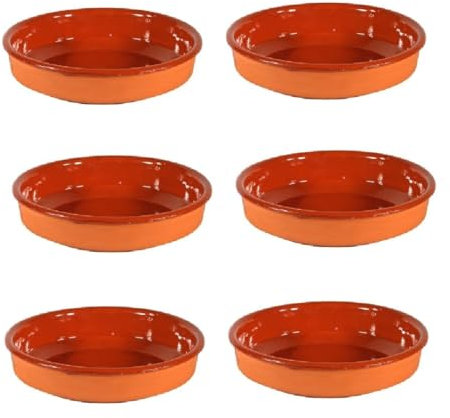 PCMoviles Cazuelas de Barro, Set de 6, 12cm, Terracota, Esmaltadas, Aptas para Horno