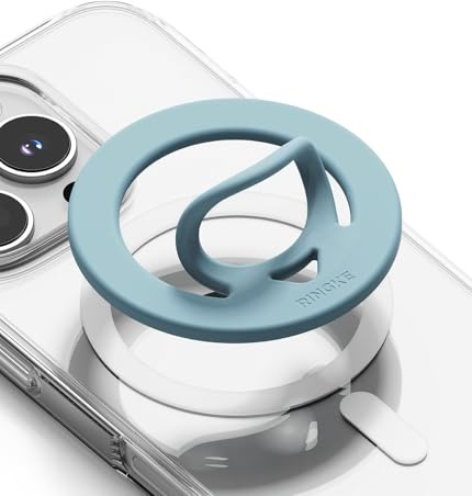 Ringke Dual Magnetic Silicone Ring Compatible with MagSafe Accessories [Detachable Double-Sided Magnet] Slim Lightweight Soft Silicone Phone Finger Grip Holder - Light Teal