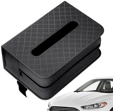 Yonuaret Auto Taschentuch Box | Mit Elastischen Bändern Großer PU Leder Servietten Spender | Würfelförmige Taschentuchbox Hülle,Für Zuhause Schreibtisch Küche Büros Tisch Nachttisch Kommode Bauernhaus