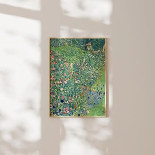 LSYALUCK Gustav Klimt Druckgrafik: Italienische Gartenlandschaft Kunstdruck Filmplakat Wanddekoration Leinwandgemälde 60x85cm/24x33in Innenrahmen