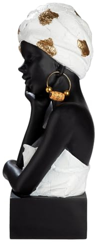 GILDE Figur Jutei aus Kunstharz - matt strukturiert - schwarz - Form Frau - Höhe 34cm x Breite 18cm
