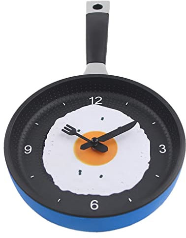 Fenteer Bratpfanne Eier Wanduhr Perfektes Dekor Küchenuhr Wohnzimmeruhr Bürouhr Pfannen Uhr, wanduhr für Wohnzimmer, Zimmer, Büro, Blau