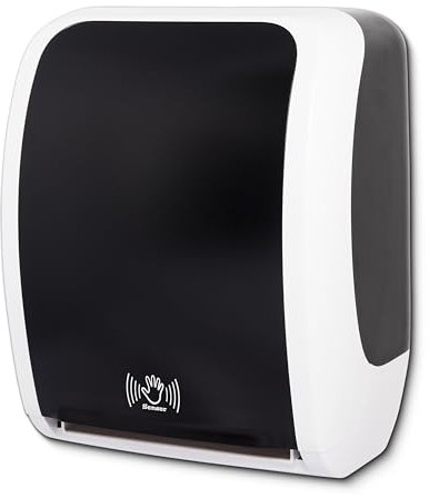 Blanc HYGIENIC Handtuchpapierspender Cosmos mit Sensor oder automatischer Papiernachfuhr – Handtuchrollenspender zur Wandmontage, Weiß und Schwarz