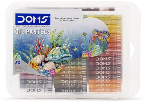 Doms 50 Assorted Colour Shades Oil Pastels - Rich Bright Smooth Even Shades