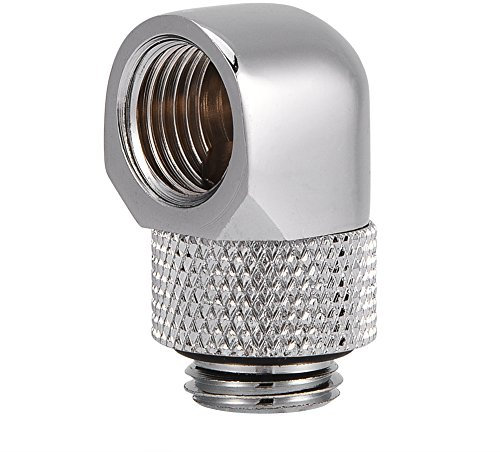 Richer-R 90 Grad G1/4 Zoll Gewinde Adapter, Wasserkühlungskomponente, Adapter für Desktop, Silber/Schwarz