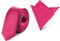 Ladeheid Herren Schmale Krawatte & Einstecktuch Set SP/P (150cm x 5cm, 22cm x 22cm, Amarant)