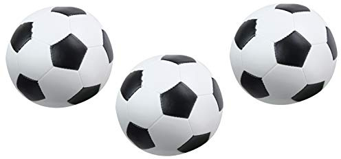 Lena 62162 Soft Footballs, Set of 3, Black/White, Approx. 10 cm Each, for Indoor and Outdoor Use, Sports Balls for Children From 12 Months