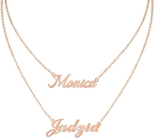 XiXi Collana Personalizzata in Argento 925 Collana con 2 Nomi Personalizzato Collana Incisione per Donna Ragazza Regalo per Anniversario Matrimonio Natale San Valentino (oro rosa)