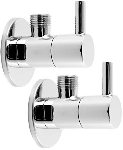 2x Design Eckventil rund für Armaturen/Waschbecken/Zulaufventil Waschtisch