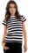 GW CLASSY OUTFIT Ladies Womens Striped T Shirts T Shirt Tops Vest Cotton Blend Fancy Dress S-XL (Black & White Stripe, L-XL 16-18)