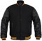 Herren Varsity Jacke Echtes Leder Ärmel und Wollmischung Letterman Jungen College Varsity Jacken XS-5XL, Schwarz (gelbes Futter), M