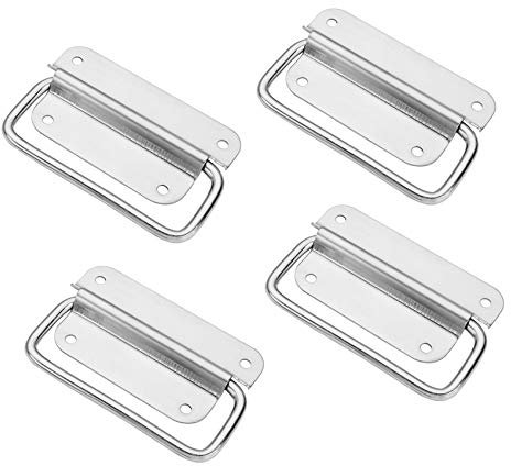 Klappgriffe Edelstahl Kistengriff Klappbar,Tragegriffe Boxengriff,Hardware Boxen Griff silber Griffe Werkzeugkasten Tuer Abzieher,Klappgriff für Kisten,Griffe für Toolbox Tür Werkzeugkasten(4Pcs)