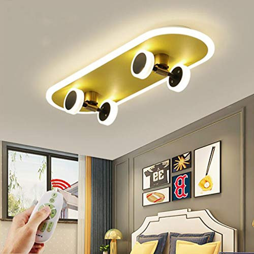 LED Kinder Deckenlampe Kreative Skateboard Deckenleuchte 6000K Moderne Kinderzimmer Cartoon Jungen Und Mädchen Dimmbar 32W Acryl Kronleuchter Schlafzimmer Wohnzimmer Innenbeleuchtung Lampe