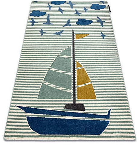rugsx Teppich Petit SAIL Boot Kinderteppich für Babyzimmer, Spielteppiche, Kinderzimmer, grün 160x220 cm