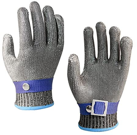 Kettenhandschuhe 2 Stücke Edelstahl-Schnitt-resistente Handschuhe, Klasse 9 Schutzsicherheitshandschuhe, allgemein for Linke und rechte Hände (Size : 2pcs/L)