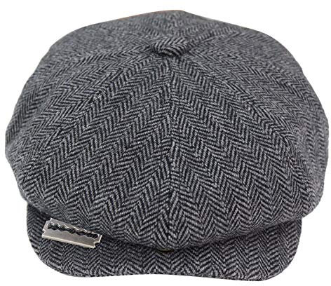 TruClothing.com Herren Mütze Tweed Fischgräte Design Rasierer Stil Blinders Design Holzkohle L