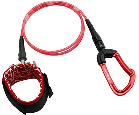Perfeclan Freediving Lanyard Breaking Force 24kN Bequemer Professional mit Taucherarmband für Gerätetauchen Freediving, Rot
