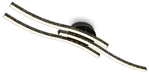 BRILONER Leuchten - LED Deckenleuchte mit Glitzereffekt, warmweiße Farbtemperatur, geschwungene Deckenlampe, Wohnzimmerlampe, Schwarz, 805x150x100 mm, 3718-035
