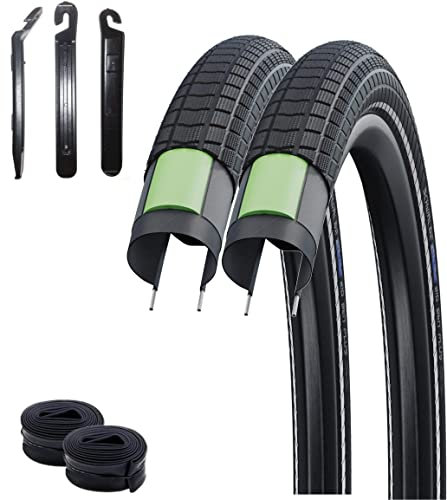 2 x Schwalbe Big Ben Plus, GreenGuard, E-50 55-406 (20 x 2,15) + 2 Schwalbe AV7 Schläuche inkl.3 Reifenheber