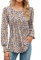 Rapbin Womens Blouses Long Sleeve T Shirt Loose O Neck Tops Pleated Tunic Tops Ladies Shirts Pink Print S