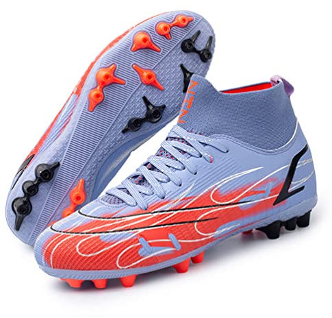 Kmrlofiy Scarpe da Calcio Uomo Professionale Scarpe Sportivo All'aperto Spike Tacchetti High Top Spikes Scarpe da Competizione Uomo Scarpe da Allenamento Unisex Scarpe da Calcetto (34EU)