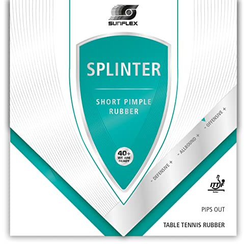 Sunflex Splinter Tischtennis-Belag | professionelle Kurz Noppe | ITTF zugelassen | variantenreiches Spiel + hohe Spinwerte | 1,8mm Schwamm | schwarz