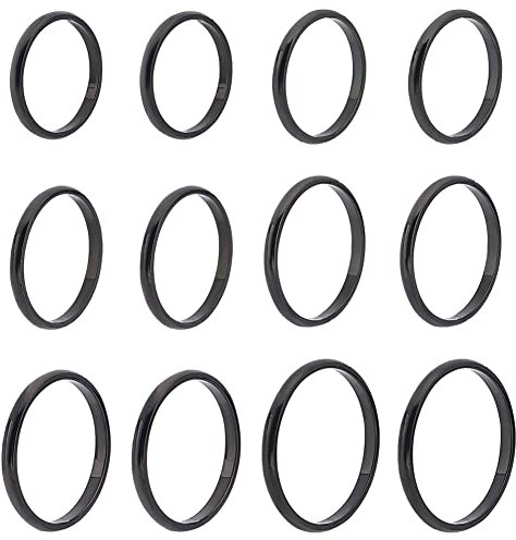 DICOSMETIC 12 Stück 6 Größen 2mm Plain Dome Fingerringe 304 Edelstahl Knöchelring Schwarz Hochzeit Fingerringe Schmuck Geschenk Für Mädchen Jungen Männer Und Frauen, Innendurchmesser: 19.9~15.7mm