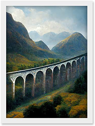 Doppelganger33 LTD Glenfinnan Viaduct Scotland Train Journey Artwork Framed Wall Art Print A4