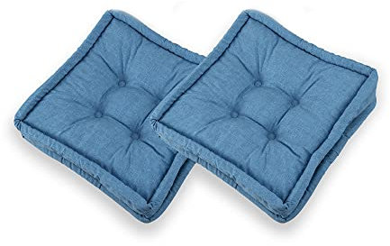 TECNOCUCI Cuscino da Pavimento - Set da 2 - Realizzati in Italia - Colore Avio - Misure: 40x40x12