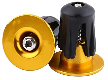 Milltrip 2 Stück Fahrrad Lenker Endstopfen Bunte Aluminium Fahrradlenker Lenkergriffe Endstopfen Fahrrad Lenkerendkappen Fahrradzubehör für Mountainbike Rennrad(Gold)