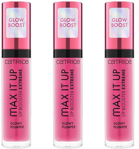 Catrice Max It Up Lip Booster Extreme, Nr. 040, Pink, pflegend, Extremes Volumen, Färbeeffekt, natürlich, glänzend, vegan, ohne Parabene, ohne Mikroplastikpartikel, Nanopartikel frei, 3er Pack (3x4ml)