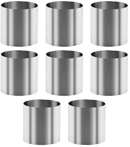 Hoypeyfiy 8 Pcs 1.9in Stainless Steel Mini Cake Ring Cake Molds Non Stick Mousse Mould Mousse Cheese Cooking Rings Tart Ring Round Sushi Mold Baking Tool for DIY Home Kitchen Dessert Sweet