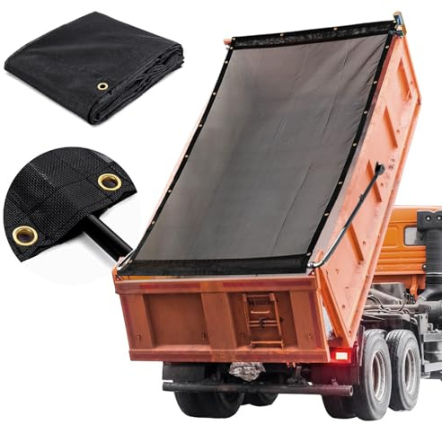 HOMBYS Black 7x16 ft Dump Trailer Truck Mesh Tarp with Grommets,Heavy Duty Mesh Tarp, Opening Shade Trailer Tarp for Truck Bed Cover