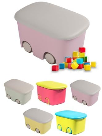 Jardin202 - Caja de Ordenación Multiusos | Bicolor con Ruedas | Almacenamiento | 45 L (Rosa Claro)