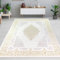 CARPETIA Teppich Wohnzimmer Schlafzimmer bezaubernd elegant edel glänzend Mäander Kurzflor Orient Ornamente Creme Gold 200x290 cm