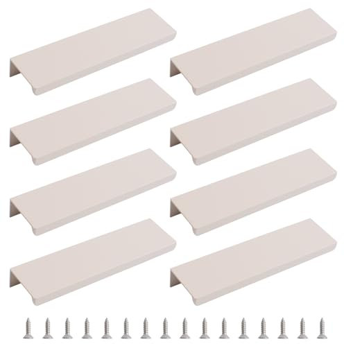 MOROBOR Fingerkantengriff, verdeckter Griff, moderner Stil, rechtwinklig, Aluminiumlegierung, unsichtbarer Griff, Kleiderschrankgriff für Schrank, Hardware, Schublade, 120 mm, Kaschmirgrau, 8 Stück