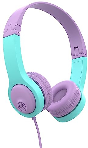 JLab JBuddies Folding Kids Wired Headphones Gen 2 | Pink/Teal | Toddler Headphones | Noise Isolation | Kids Safe | Volume Limiting Headphones | Headphones for Children Ages 2+