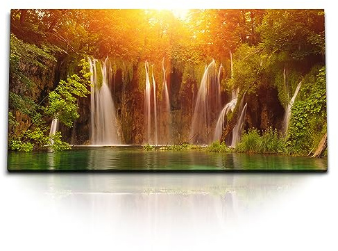 Paul Sinus Kunstdruck Bilder 120x60cm Thailand Wasserfall Dschungel Tropisch Sonnenschein