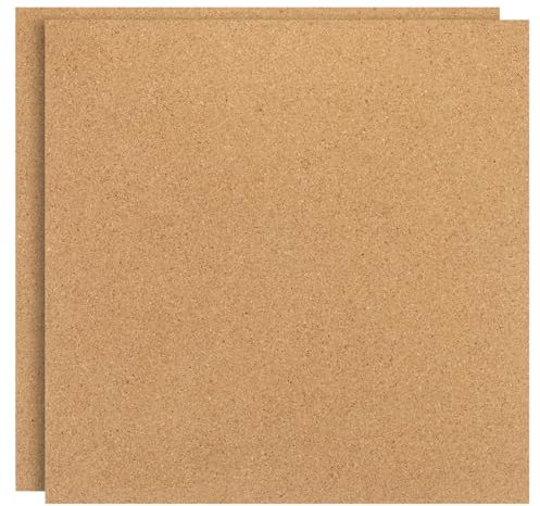 PATIKIL 12x12 5/16 Épaisseur Carreaux de Liège, 2 Pcs Tableau D'Affichage Carré Auto-Adhésif, Tableau en Liège Pour Mur de Sol, Maison, Bureau, Salle de Classe, Bricolage en Bois