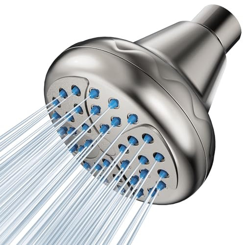 GIMBELEN Hochdruck-Duschköpfe, druckverstärkender Duschkopf für Duschköpfe aus gebürstetem Nickel, für Ihr Badezimmer, fester Duschkopf, Ventilator-Design, 4,5 GPM, 8,6 cm rund