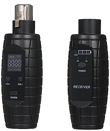 UHF Professional Wired to Wireless Microphone Converter Micphone Transmitter & Receiver 571~598MHz Receiving Transmission Compatible with Dynamic/Condenser Microphone with 48V Phantom Power 50~80M